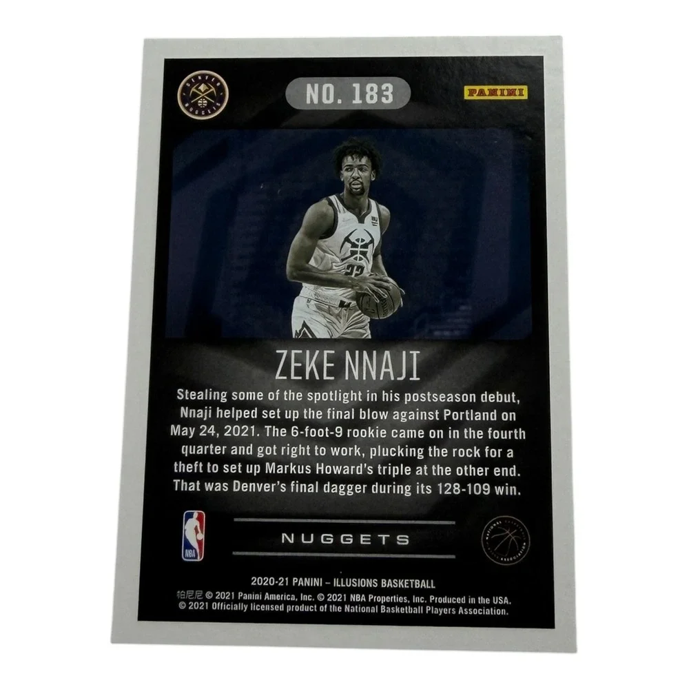 2020-21 Panini Illusions Zeke Nnaji Denver Nuggets RC Rookie Card No. 183‎ NBA